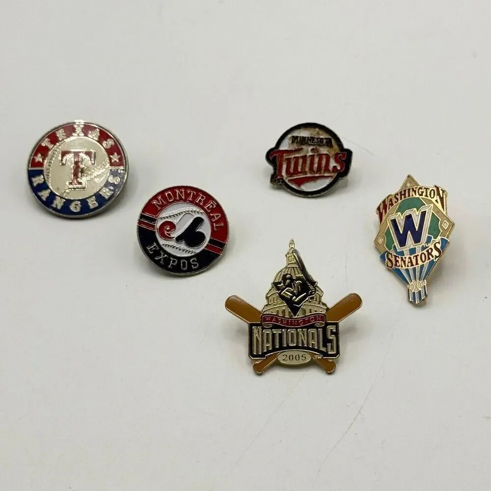 Lot of 5 Vintage MLB Collector Pins - Washington Nationals, Minnesota Twins, Was